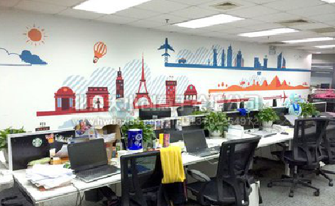 天全教你设计办公室墙绘的方法。